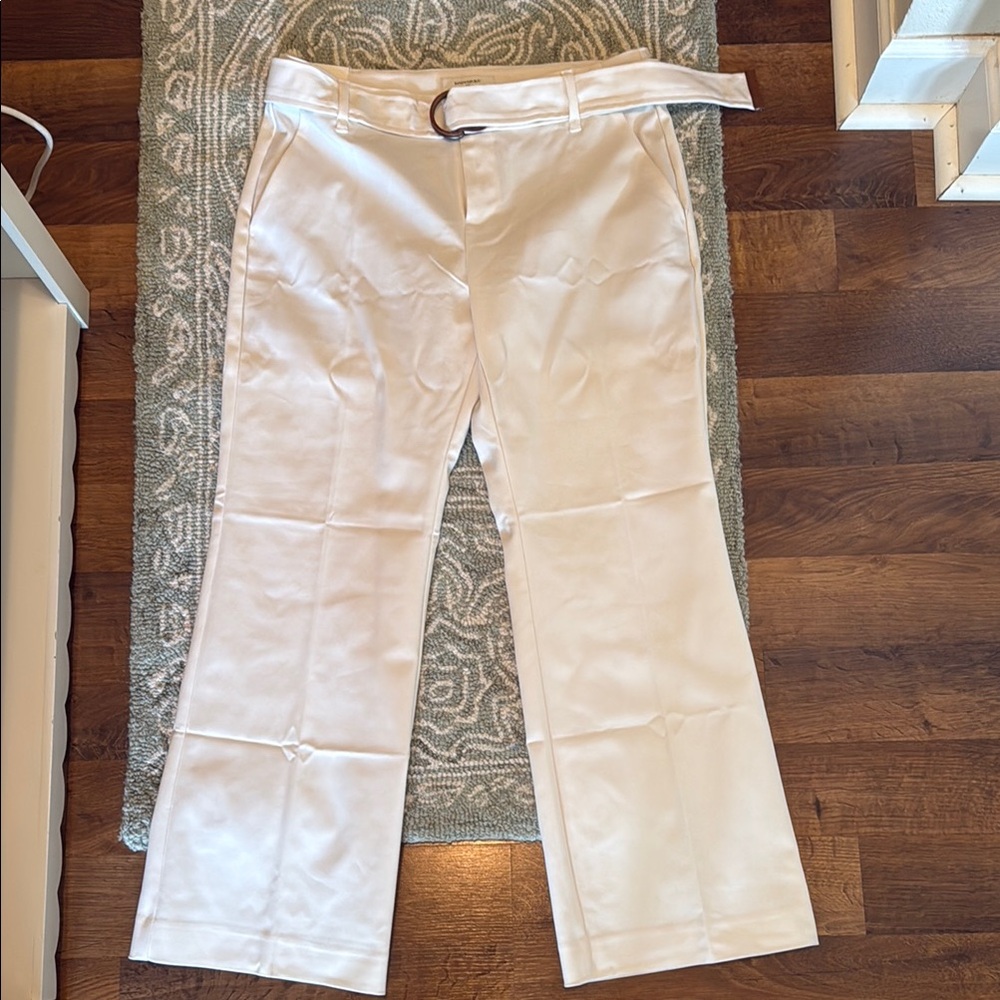 Banana Republic Cream Boot Cut Pants with Belt